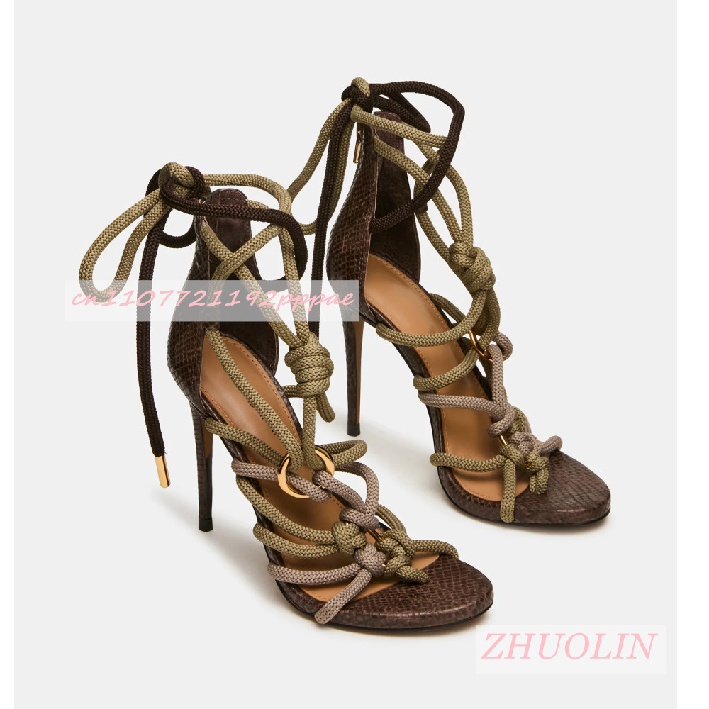 Summer Clothing Stores - Retro Yılan Derisi Kalın Halat Çapraz
